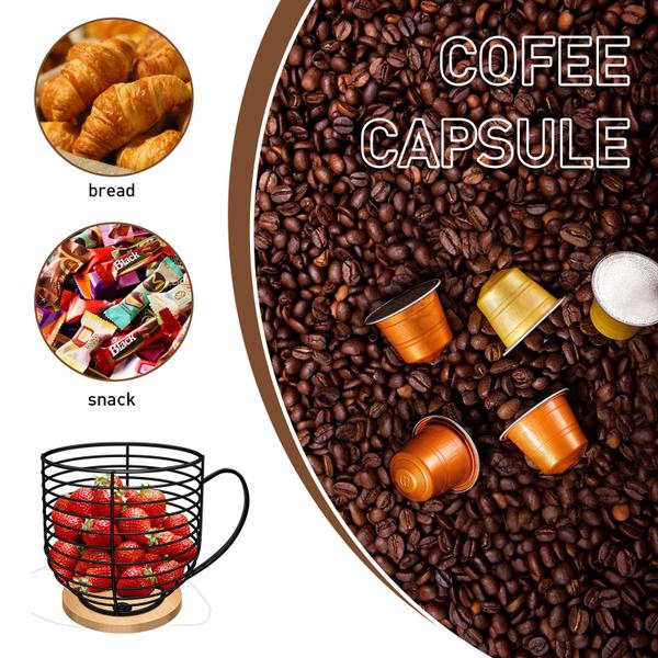 Imagem de Suporte para cápsulas de café BYTEAIDREX para balcão com base de madeira