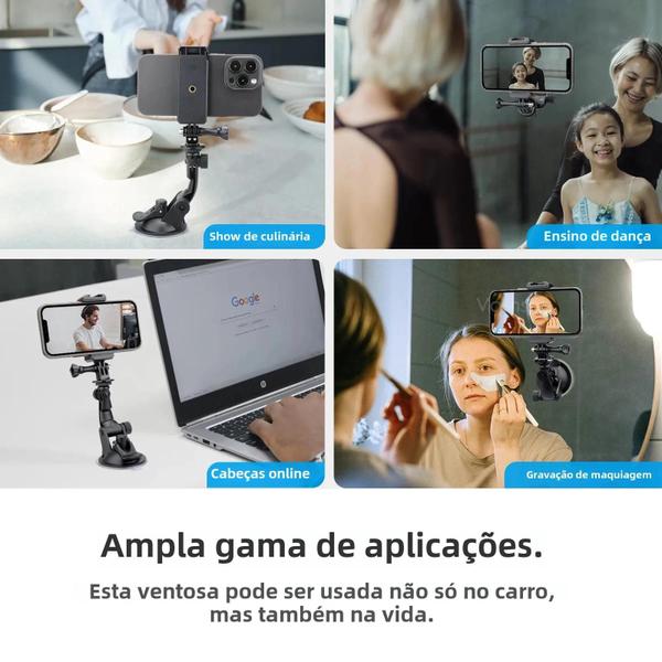 Imagem de Suporte para Carro Insta360 X3 e GoPro Hero 11/10/9 - Ventosa para Vidro