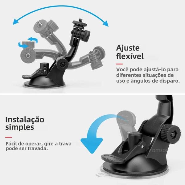 Imagem de Suporte para Carro Insta360 X3 e GoPro Hero 11/10/9 - Ventosa para Vidro