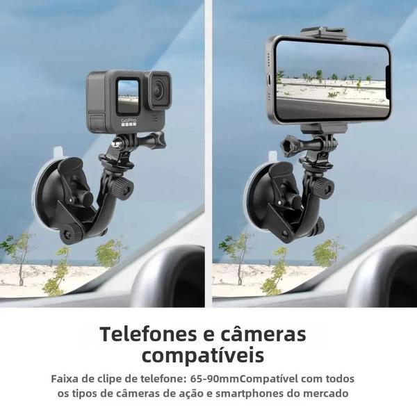 Imagem de Suporte para Carro Insta360 X3 e GoPro Hero 11/10/9 - Ventosa para Vidro