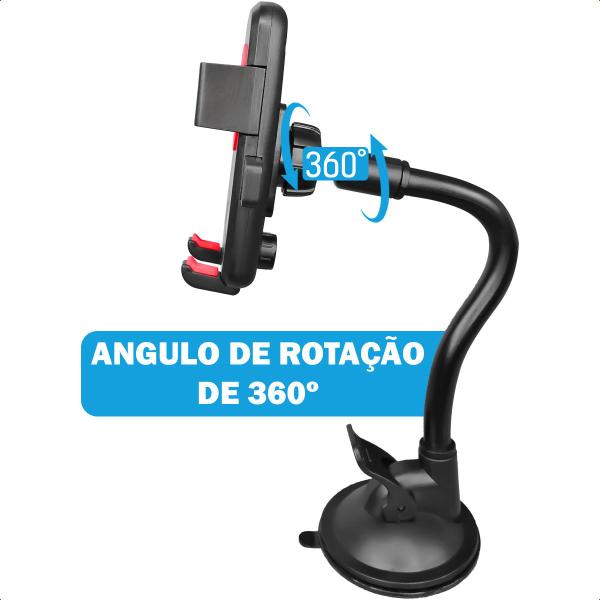 Imagem de Suporte Para Celular Carro GPS Adaptador Com 360 Rotação Kit Com 5 