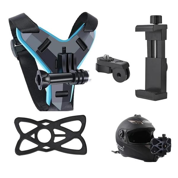 Imagem de Suporte para Celular e GoPro em Capacete de Motocicleta -Compatível com Hero 12, 10, 9, 8 e 7