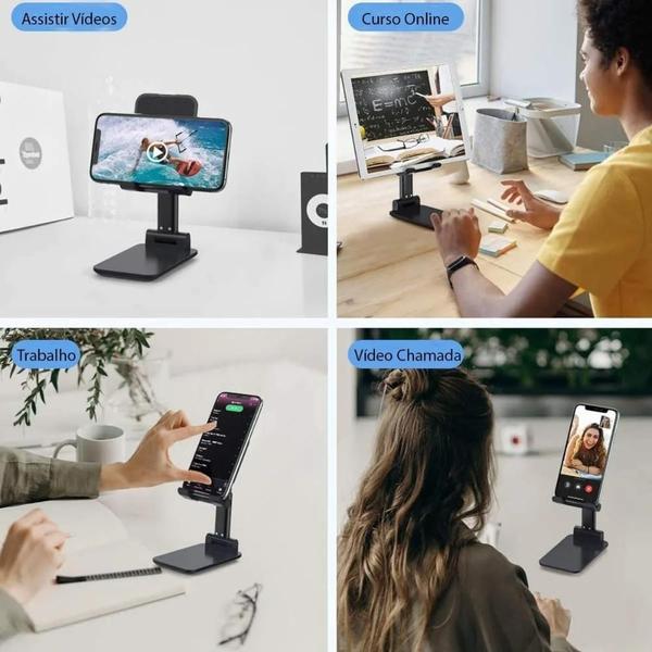 Imagem de Suporte Para Celular E Tablet Dobrável Ajustável Apoio Mesa