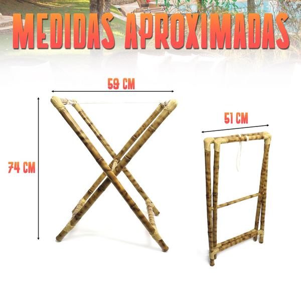 Imagem de Suporte para Cesta de Bambu Cavalete Pé de Mesa Cesto Decorativo 74cm