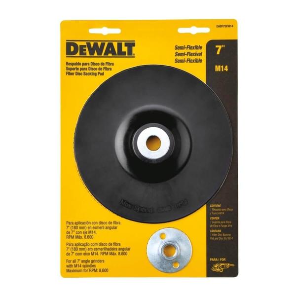 Imagem de Suporte para Disco de Lixa 7" Semi Flexível com Flange Dewalt Dabp7sfm14 p/ Esmerilhadeiras Eixo M14