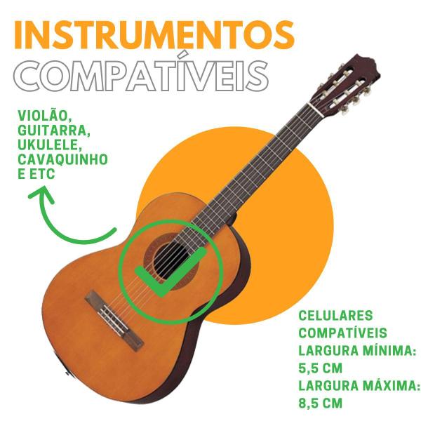 Imagem de Suporte para Fixar Celular No Violão Guitarra Baixo e Diversos Instrumentos V2 Easy Fix