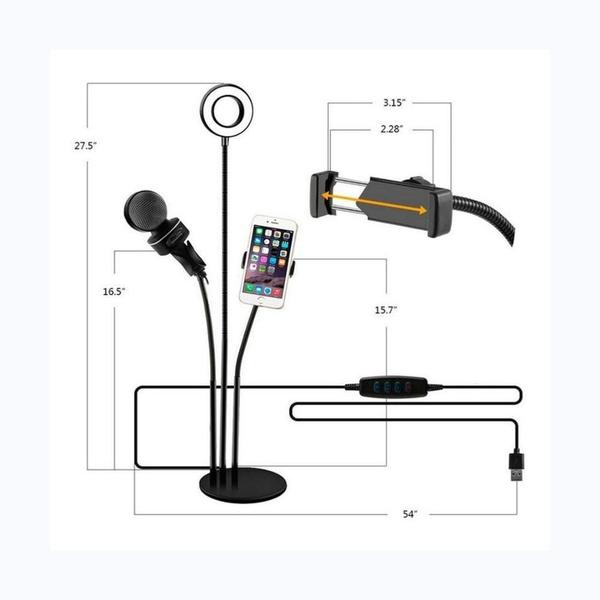 Imagem de Suporte Para Gravação De Vídeo 3 Em 1 Com Ring Light