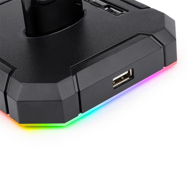 Imagem de Suporte para Headset Gamer Redragon Scepter Pro HA300, RGB, 4 Portas USB - HA300