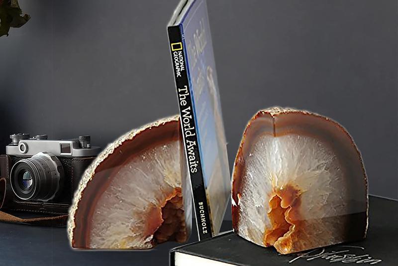 Imagem de Suporte para livros Agate Book Ends AMOYSTONE Decorative Geode L