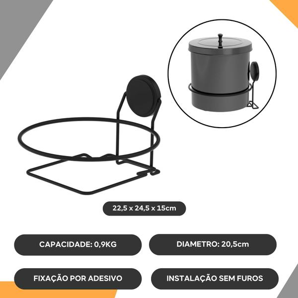 Imagem de Suporte Para Lixeira Redondo 20cm Aço Carbono Luxo