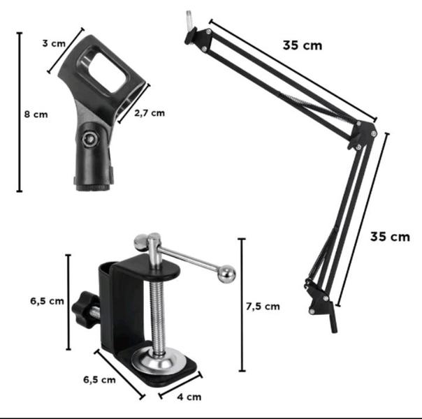 Imagem de Suporte para microfone de mesa articulado profissional