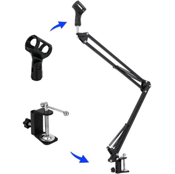 Imagem de Suporte para microfone de mesa articulado profissional moderno