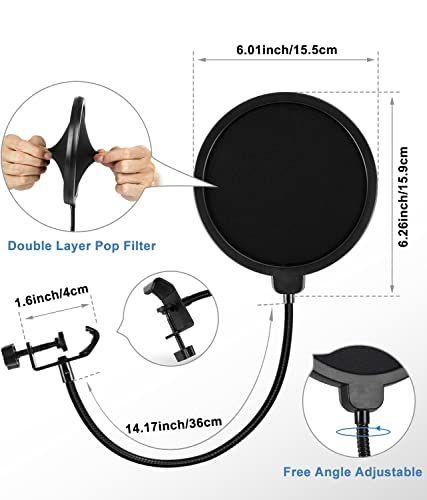 Imagem de Suporte para Microfone para Mesa BILIONE Atualizado com Filtro Pop