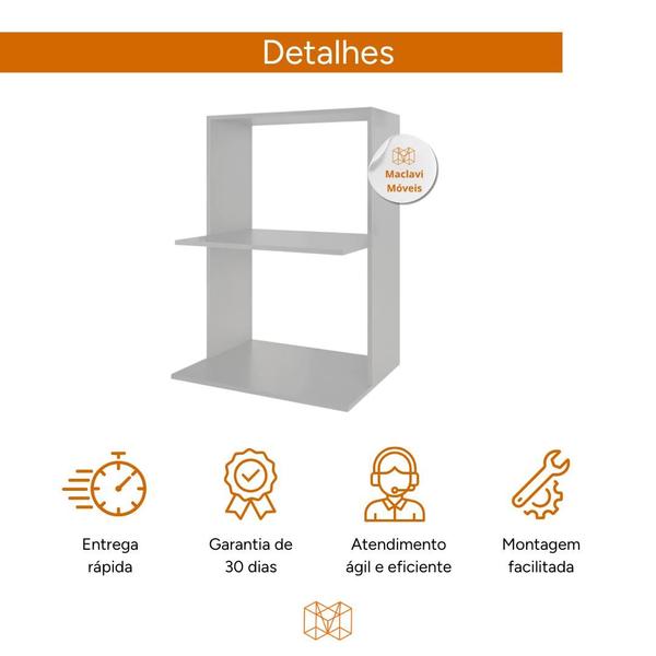 Imagem de Suporte para Microondas e Forno de Parede em MDF e Madeira Nicho Novo na cor branca