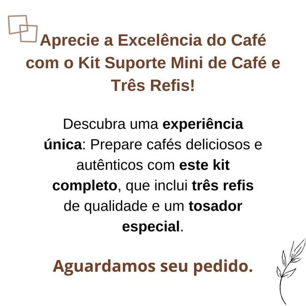 Imagem de Suporte para mini coador de café em aço cromado com 4 refil coador individual e medidor resistente