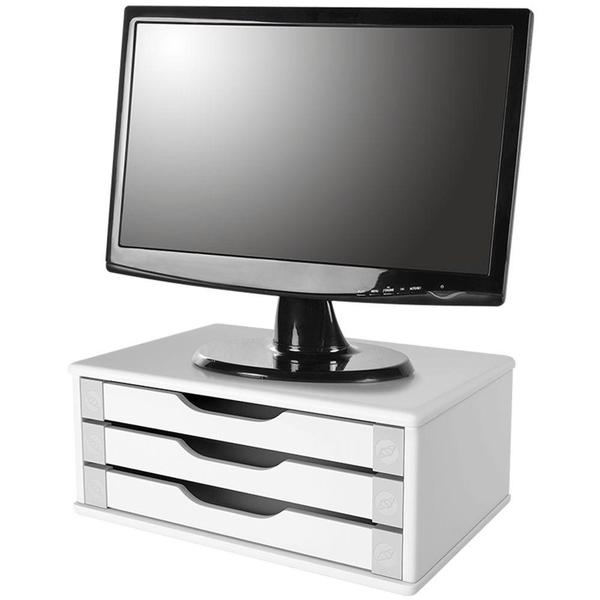 Imagem de Suporte Para Monitor 3 Gavetas Branco - Souza