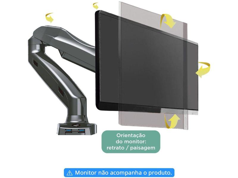 Imagem de Suporte para Monitor Articulado de Mesa - 17” até 27” ELG F90USB