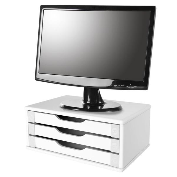 Imagem de Suporte para Monitor com 3 Gavetas Mdf Branco Souza - 3343