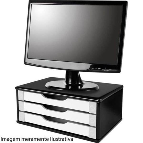 Imagem de Suporte para Monitor com 3 Gavetas Preto/Branco Souza