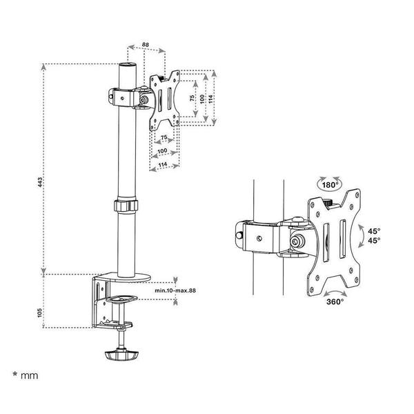 Imagem de Suporte Para Monitor De Mesa 15 A 34 Base Morsa E Ajuste De