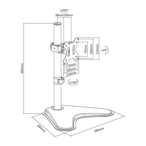 Imagem de Suporte Para Monitor De Mesa 15 A 34 Com Ajuste De Altura T5