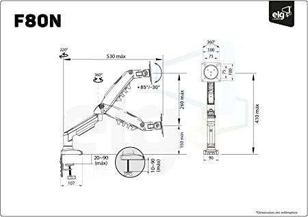 Imagem de Suporte para Monitor de Mesa Preto Elg F80n