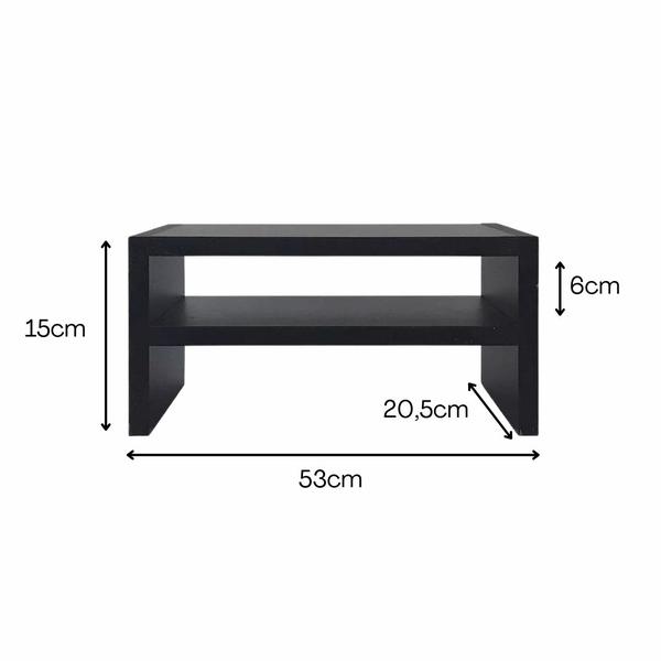 Imagem de Suporte para Monitor MDF 53cm Preto Duplo Mesa Notebook Tv Home Office Base Madeira Decorativo