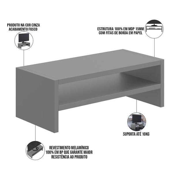 Imagem de Suporte Para Monitor Stand Home Office Lap 63 cm L03 Cinza - Lyam