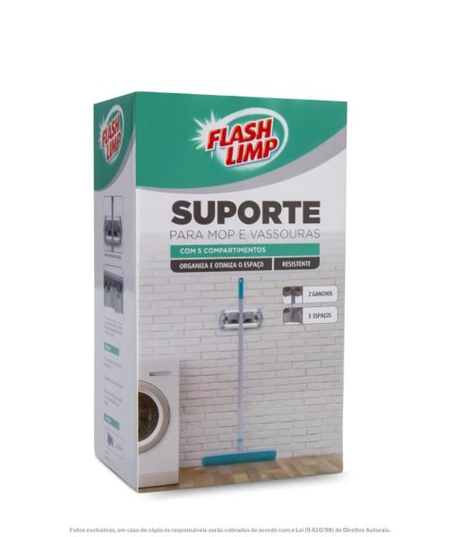 Imagem de Suporte Para Mop E Vassouras Com 5 Compartimentos Flash Limp