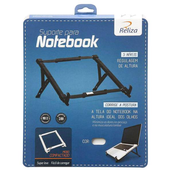 Imagem de Suporte para Notebook Branco 5 Regulagens de Altura Ergonômico Antiderrapante em ABS Reliza Pratik