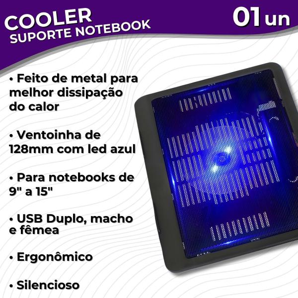 Imagem de Suporte para Notebook com Cooler e Led Base Refrigeradora USB Easy1 9" à 15" MBTech