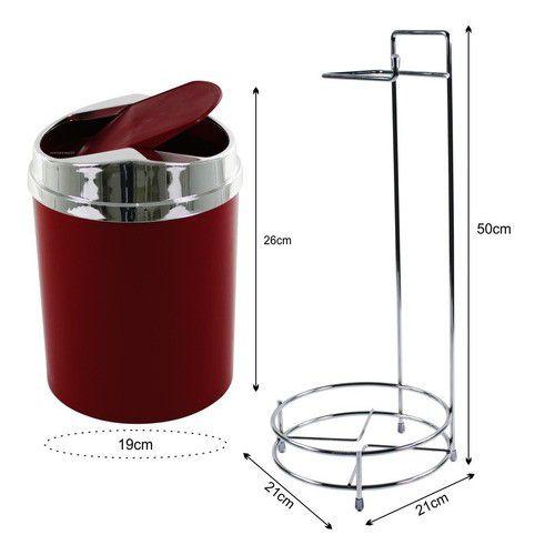 Suporte Para Papel Higiênico Com Lixeira Basculante Prata 5 Litros - Wp Connect Imagem de Suporte Para Papel Higiênico Com Lixeira Basculante Prata 5 Litros