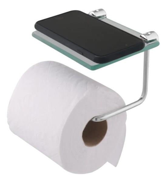 Imagem de Suporte Para Papel Higiênico Com Prateleira Para Celular