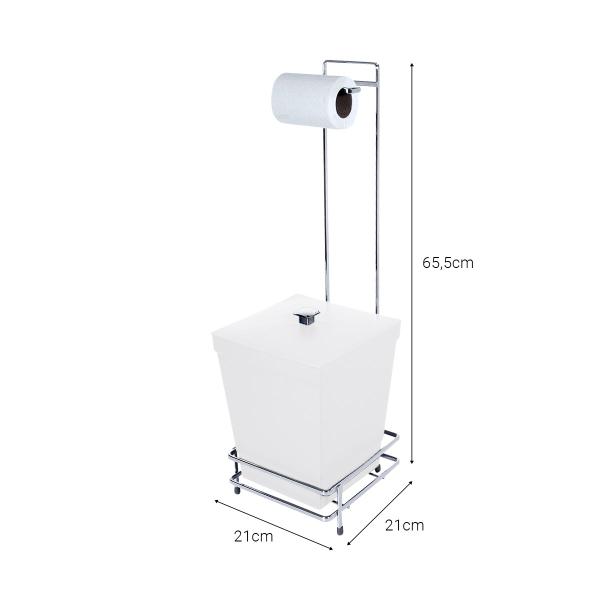 Suporte Para Papel Higiênico Cromado Com Lixeira 6,5 Litros - Wp Connect Imagem de Suporte Para Papel Higiênico Cromado Com Lixeira 6,5 Litros - Wp Connect