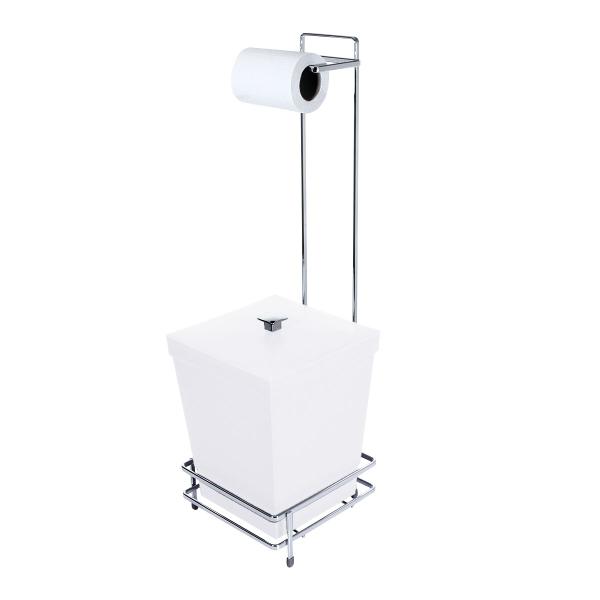 Suporte Para Papel Higiênico Cromado Com Lixeira 6,5 Litros - Wp Connect Imagem de Suporte Para Papel Higiênico Cromado Com Lixeira 6,5 Litros - Wp Connect