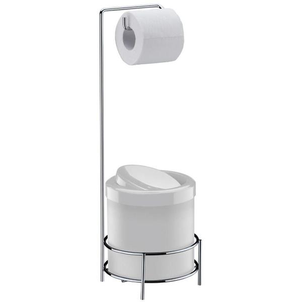 Suporte para papel higiênico de chão com lixeira branca 5L - Future Imagem de Suporte para papel higiênico de chão com lixeira branca 5L