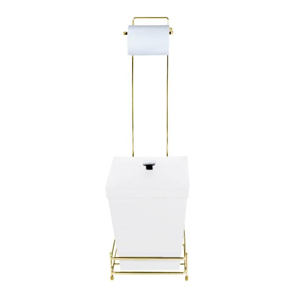 Suporte Para Papel Higiênico Dourado Com Lixeira 6,5 Litros - Wp Connect Imagem de Suporte Para Papel Higiênico Dourado Com Lixeira 6,5 Litros - Wp Connect