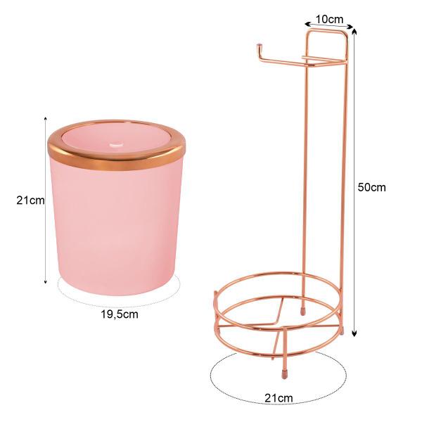 Imagem de Suporte para Papel Higiênico Lixeira Bascula Circular 5 Litros Cobre