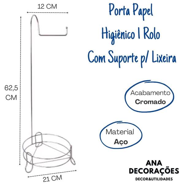 Suporte Para Papel Higiênico P/ Lixeiras Cromado 1 rolo - Ana Decorações Imagem de Suporte Para Papel Higiênico P/ Lixeiras Cromado 1 rolo