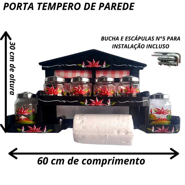 Imagem de Suporte para papel toalha e condimentos com 6 vidros tempero