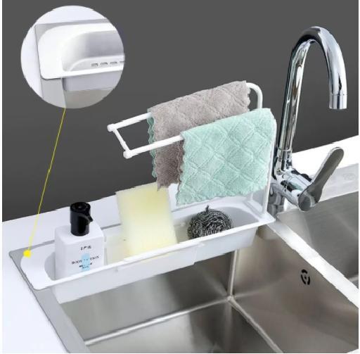 Suporte Para Pia Organizador Pano Esponja Detergente Cozinha Ajustável - CLINK Imagem de Suporte Para Pia Organizador Pano Esponja Detergente Cozinha Ajustável