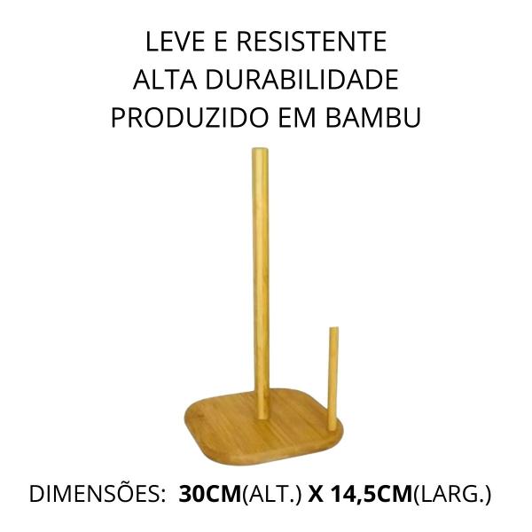 Imagem de Suporte Para Porta Papel Toalha De Mesa em Bambu 30x14,5cm