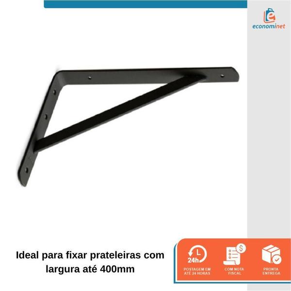 Imagem de Suporte Para Prateleira Preto Starfer 40Cm 12