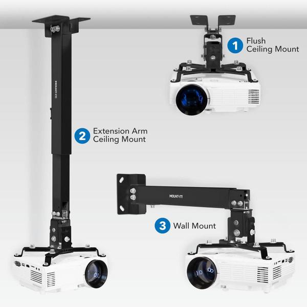 Imagem de Suporte Para Projetor DataShow Profissional Teto Parede Ajuste De Altura Braço Articulado Até 15kg Com Alcance de 65cm