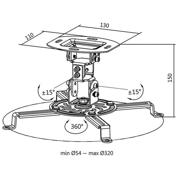 Imagem de Suporte para Projetor de Teto modelo CPR150 Preto