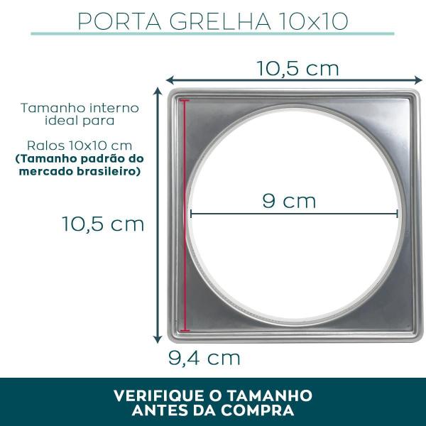 Suporte Para Ralo Click Inox 304 Caixilho Porta Grelha 10X10 - Dona D.Cor Imagem de Suporte Para Ralo Click Inox 304 Caixilho Porta Grelha 10X10
