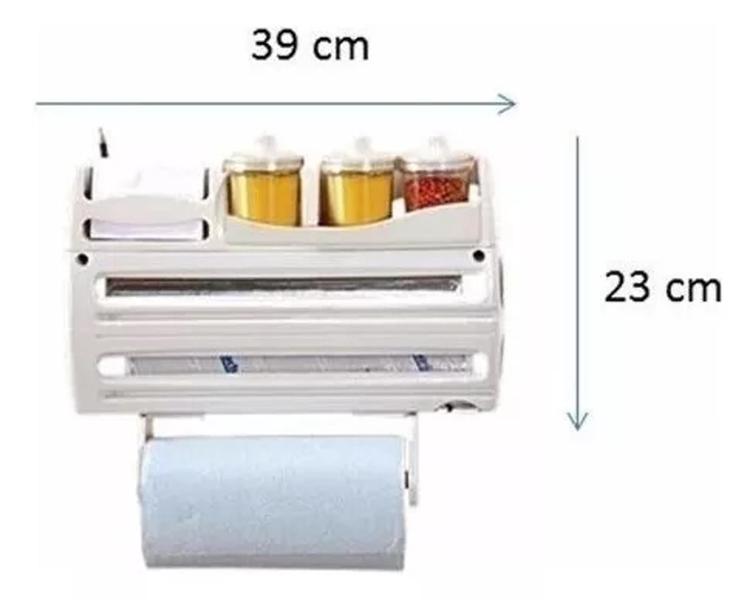 Imagem de Suporte Para Rolo De Alumínio PVC E Papel Toalha Luxroll 7 em 1 Branco