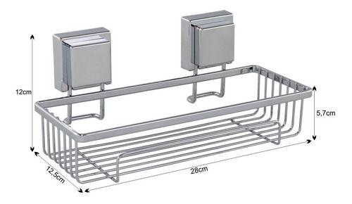 Imagem de Suporte Para Shampoo Prateleira 28cm Aço Cromado Aramado Fixação por Ventosas Future