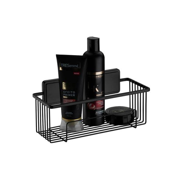 Imagem de Suporte para shampoo preto fosco fixação por adesivo Norbond prateleira banheiro Future 180PT