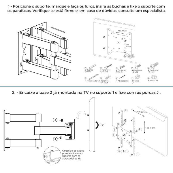 Imagem de Suporte para TV 26” a 75” Triarticulado Multivisão